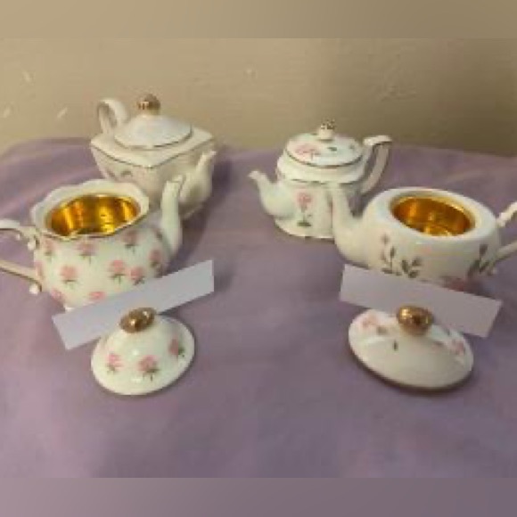 PartyLite VTG. ROMANTIC CHIC TEAPOT TEALIGHT HOLDERS-GOLD ACCENT - Picture 13 of 13